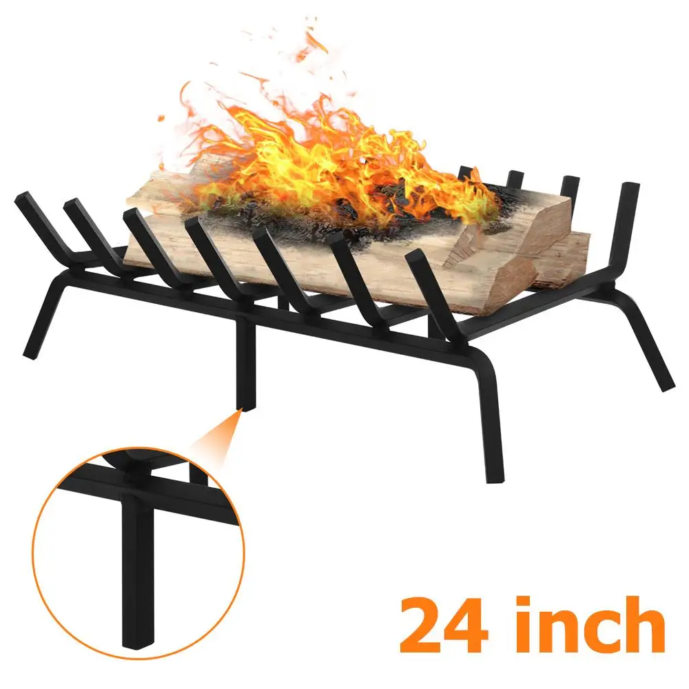 

Решетка для камина 24 дюйма широкая сверхпрочная Твердая стальная внутренняя дымовая решетка 3/4 подставка из кованого железа стеллаж для др...