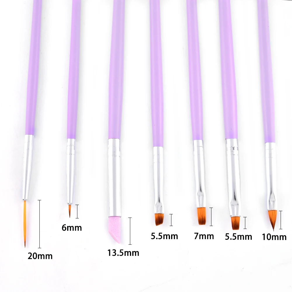 

7pcs Gel Acrylic Nail Art Brush Tool Set Nail Ombre Brush for Manicure Drawing Pen Point Nail Design Painting Pen