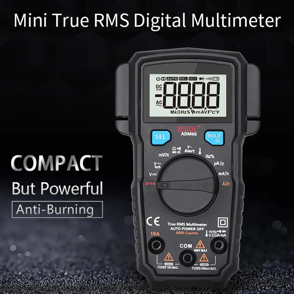 Цифровой мультиметр с автоматическим выбором диапазона Trms Mini 6000 Dmm двойной слот