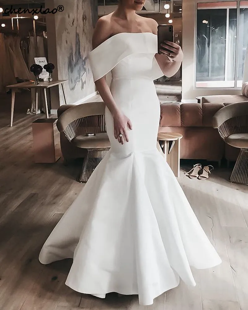 

New Fashion Long Prom Dress Sexy Off Shoulder Dress Women Party Gown Satin Mermaid vestidos de fiesta largos elegantes