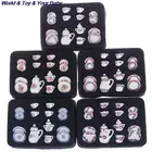 Набор миниатюрных фарфоровых чайных чашек 1:12, 15 предметов, ситец, Цветочная посуда, кухонная мебель для кукольного домика, игрушки для детей