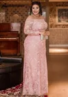 Винтажные розовые кружевные платья для матери невесты 2021 платье для выпусквечерние вечера свадебное платье для гостей размера плюс Макси-платье
