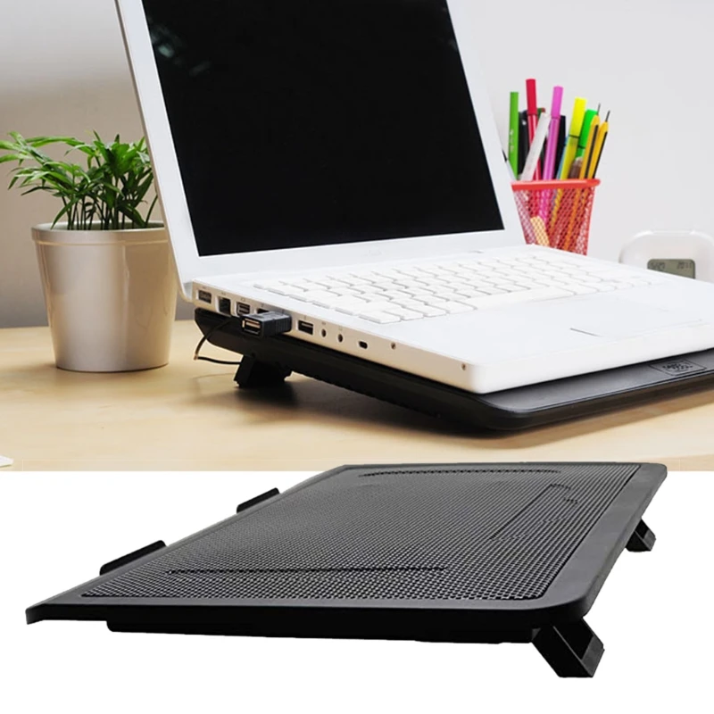 

Laptop Cooling Pad Portable 2 USB Powered, Laptop Notebook Cooler Stand Chill Mat with 1 Blue LED Fans, Fits 12-14”