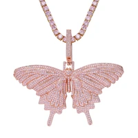 ladies necklace boutique hip hop pink aaazircon butterfly pendant ladies jewelry