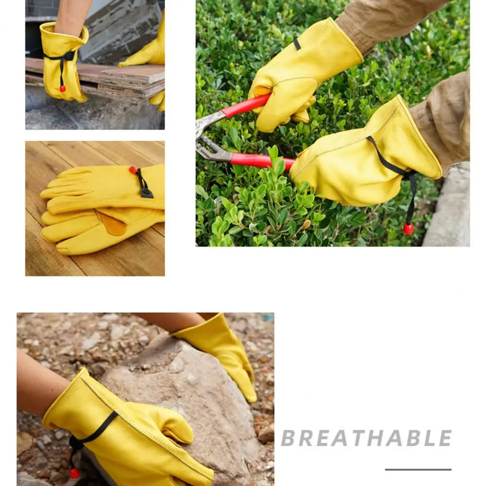 

Wear-resistant Gloves 1 Pair Outdoor Camping BBQ Welding Heat Resistance Cowhide Protection Gloves For Outdoor Work