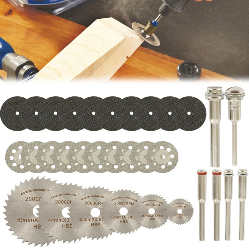 

32Pcs Diamond Cutting Disc Kits, 1/8\" Shank Mini Cut Off Wheel Rotary Tool