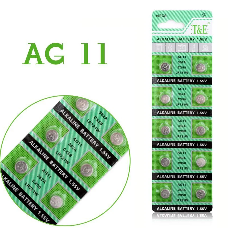 

10PCS/Card AG11 LR721 362 SR721 162 Cell Coin 1.55V Alkaline Battery Selector Button Batteries For Toys Remote watch