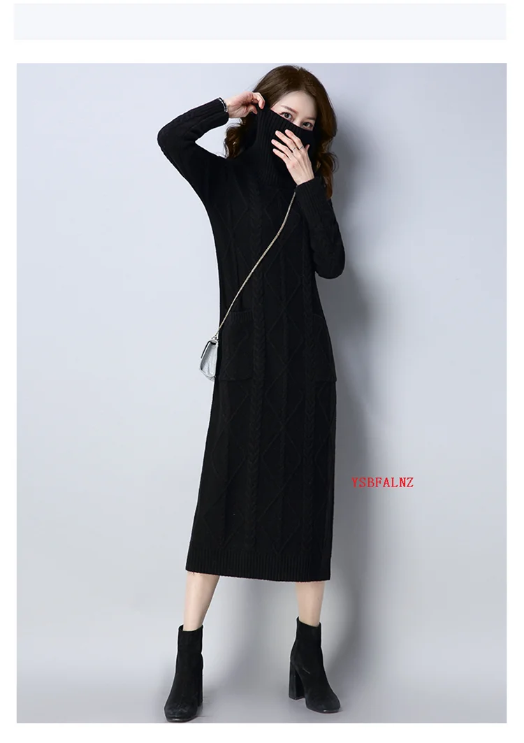 brown cardigan 2022 Autumn Winter Turtleneck Knitted Women Fashion Long Sweater Dresses Female Warm Long Sleeve Casual M-5XL Pullover Jumper brown sweater