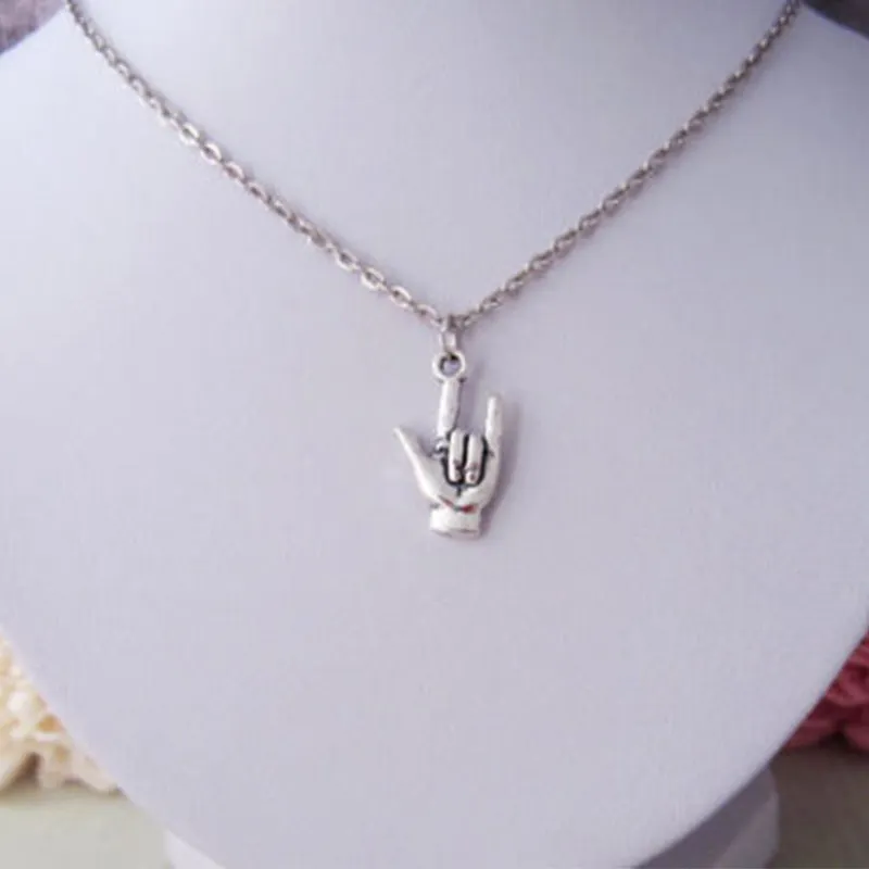 

I Love You Sign Necklace - Sign Language Necklace - Hand Charm Charm - Couple Jewelry - Christmas Jewelry Gift