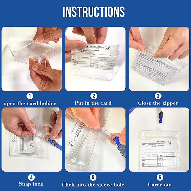 

20Pack Thick Card Protector, 4X3 Card Holder with Lanyards Card Holder Clear Sleeve with Waterproof Type Resealable Zip