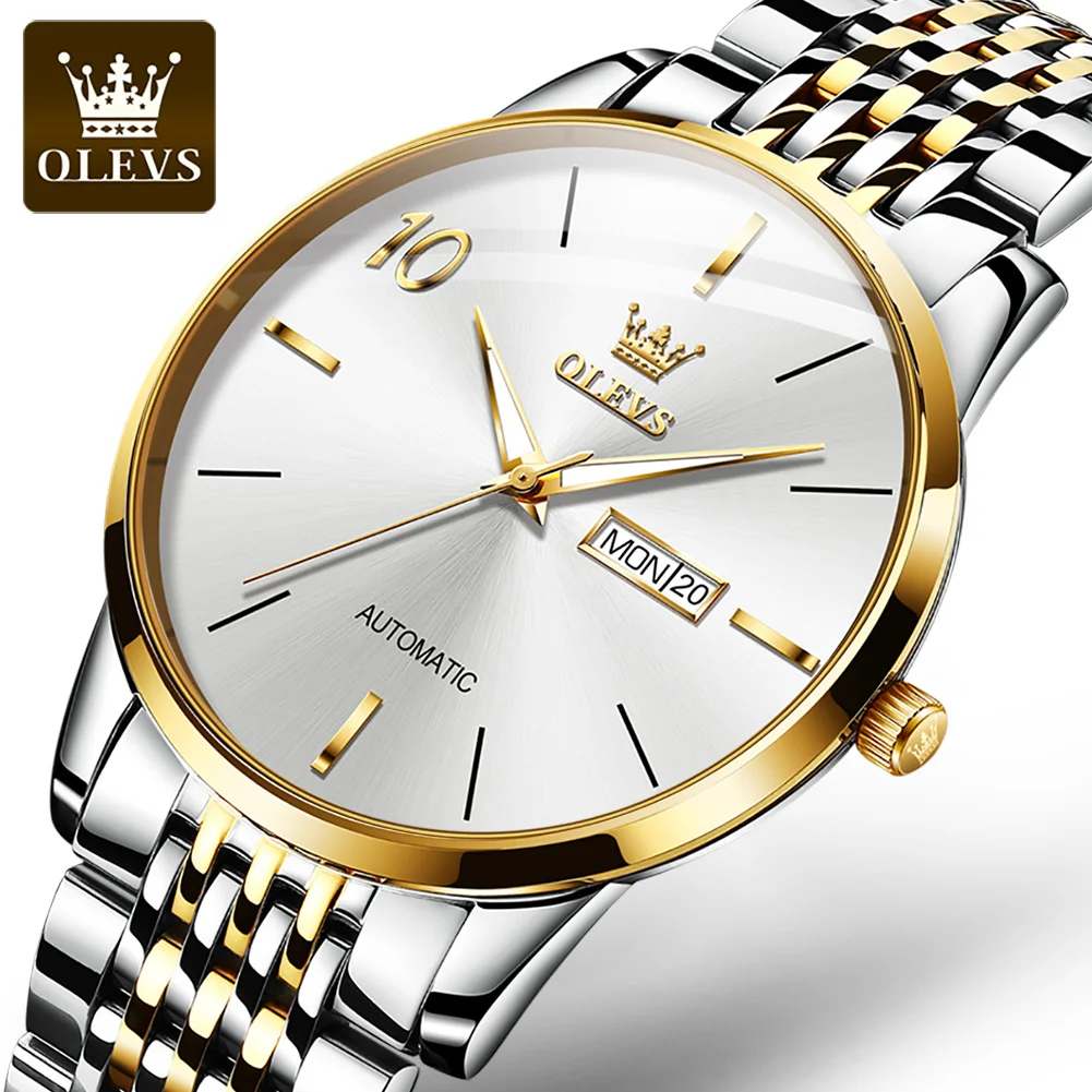 

OLEVS New Automatic Mechanical Watch Stainless Steel Wristwatch for Man Sports Watches 30M Waterproof Clock Orologio da uomo