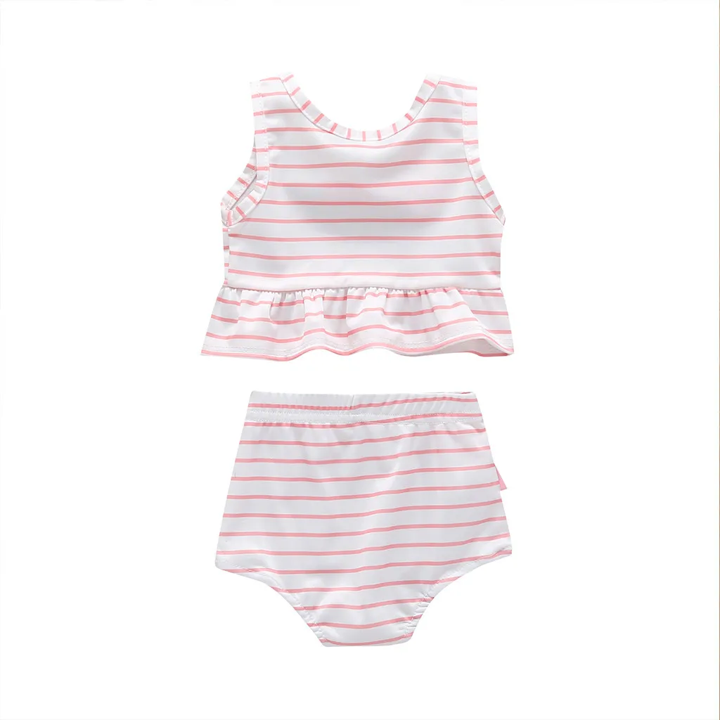 Купальный костюм с бантом для маленьких девочек купальный в полоску комплект из 2