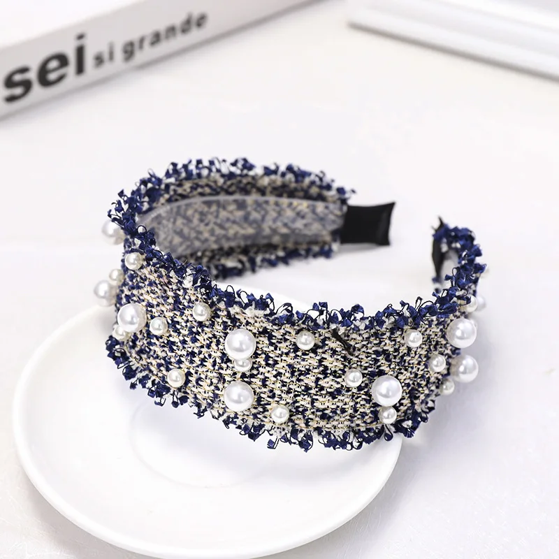 Женская повязка на голову с жемчужинами тканевая в Корейском стиле аксессуар для