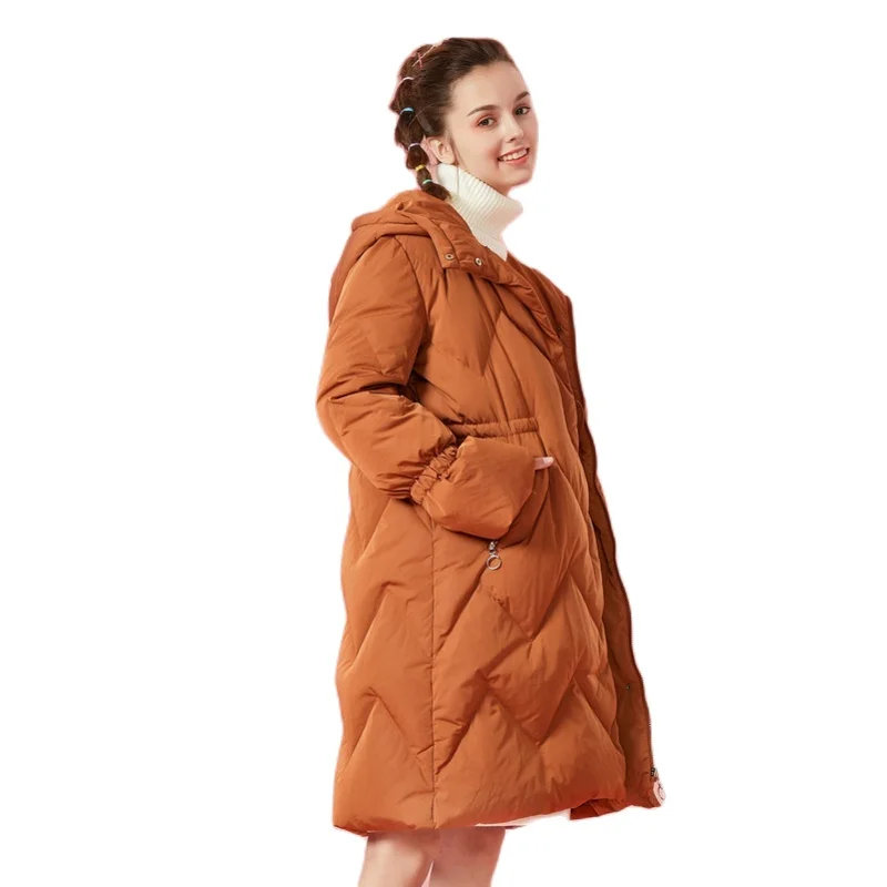 Стеганое длинное пуховое пальто SEMIR с капюшоном Женское зимнее на молнии