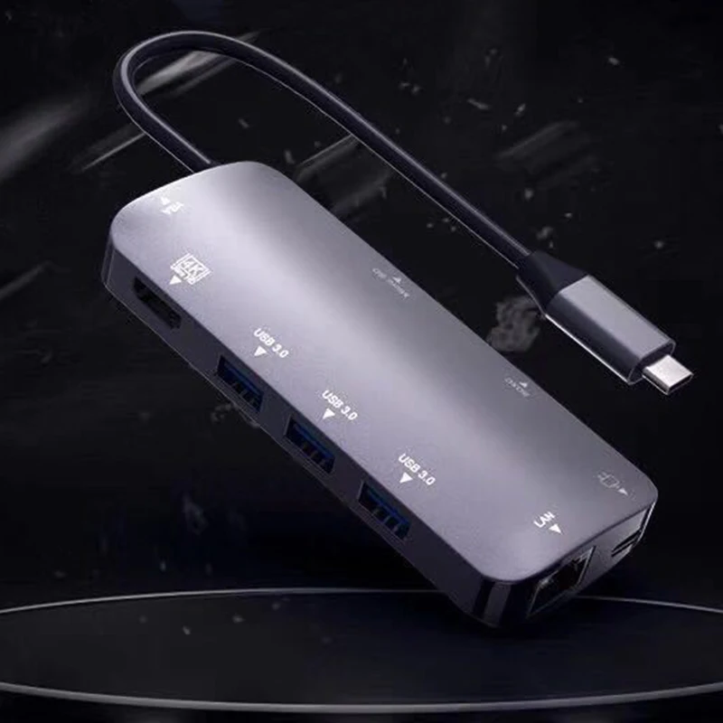 USB C концентратор 9 в 1 Тип адаптер с 4K HDMI 60 Гц VGA Гбит/с RJ45 Ethernet 3 портами (стандарт 0