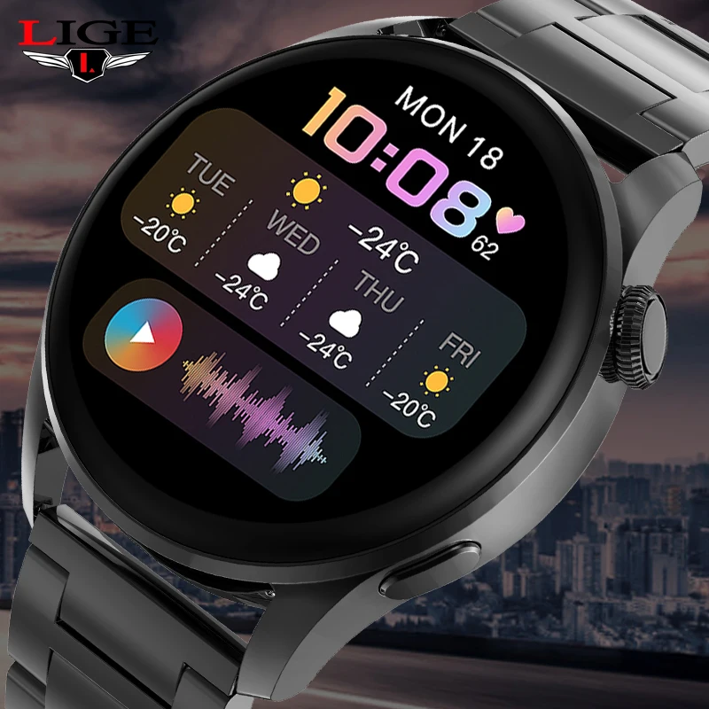 

Новинка 2022, роскошные модные мужские Смарт-часы LIGE, Bluetooth, Смарт-часы с пульсометром, водонепроницаемые часы IP67 с функцией звонков и коробкой