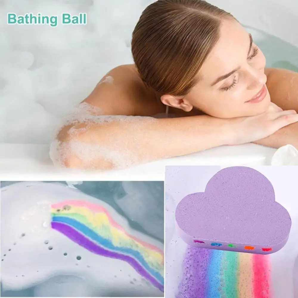 

100g Natural Skin Care Cloud Rainbow Bath Salt Shower Bubble Exfoliating Bomb Moisturizing Bombs Ball Bath W6B8