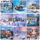 Алмазная картина 5D с полнымкруглым алмазом, Рождественская Снежная сцена, вышивка, картина, вышивка крестиком, мозаика, картина M1087