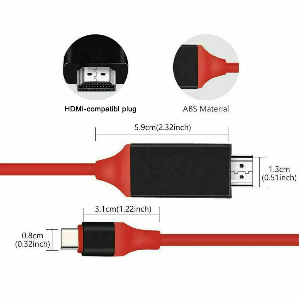 

Type-C to HDMI-compatible Cables USB 3.1 to Male to Male for Samsung USB-C Cable Adapter Type C AV TV Adapter