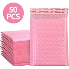 50 шт пузырчатых конвертов с подкладкой, полиэтиленовый пакет с самопечатью розового цвета, Отличная защита для отправки.