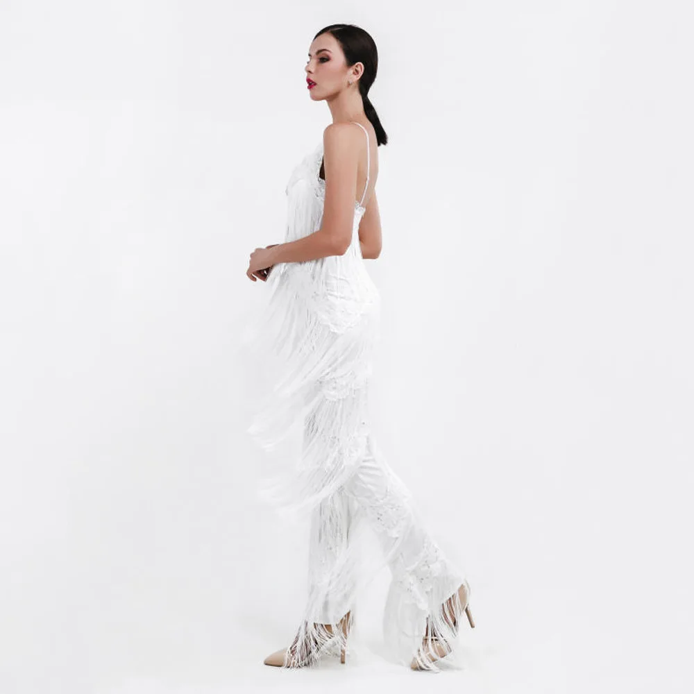 

Sladuo 2021 New Retro Tassel Punk Style Sling V-neck Jumpsuit Sleeveless Off-shoulder Open Back Gown FT4661 Vestido De Mujer