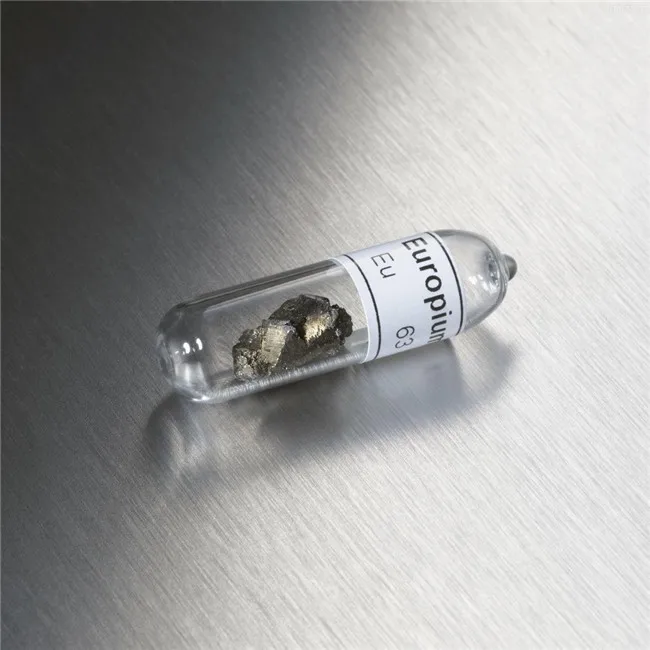 

Europium Eu 4N High Purity 99.99% Beautiful Shiny Distilled Crystals 1 Gram In Glass Ampoule