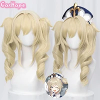 genshin impact barbara cosplay 40cm christmas blond golden wig cosplay anime wigs heat resistant synthetic wigs halloween