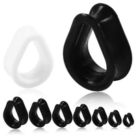 2pcs silicone ear plugs and tunnels flexible tunnels ear piercings earlets white black expander ear gauges body jewelry