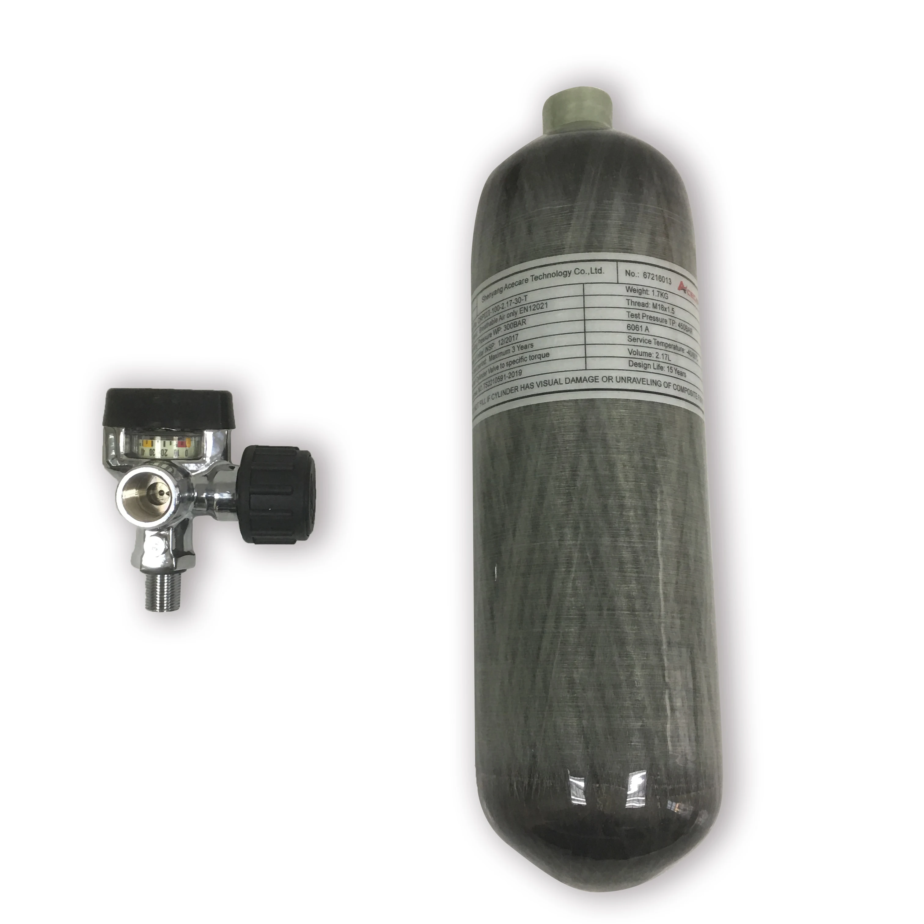 AC121721 Acecare 2.17L PCP Carbon Fiber Cylinder Paintball Compressed Scuba Air Tank Airforce Condor Rifle With Valve Shooting
