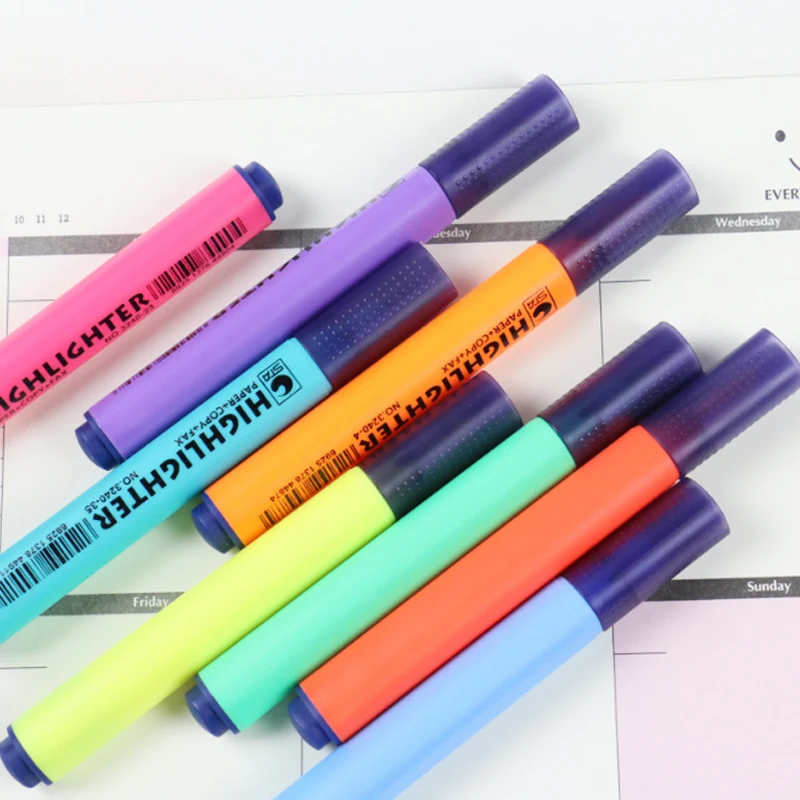 

8Pc Creative New High Capacity 8Colors Highlighter Hand Account Marker Pen Drawing Pen Marcador Child Gift Office&School Supply