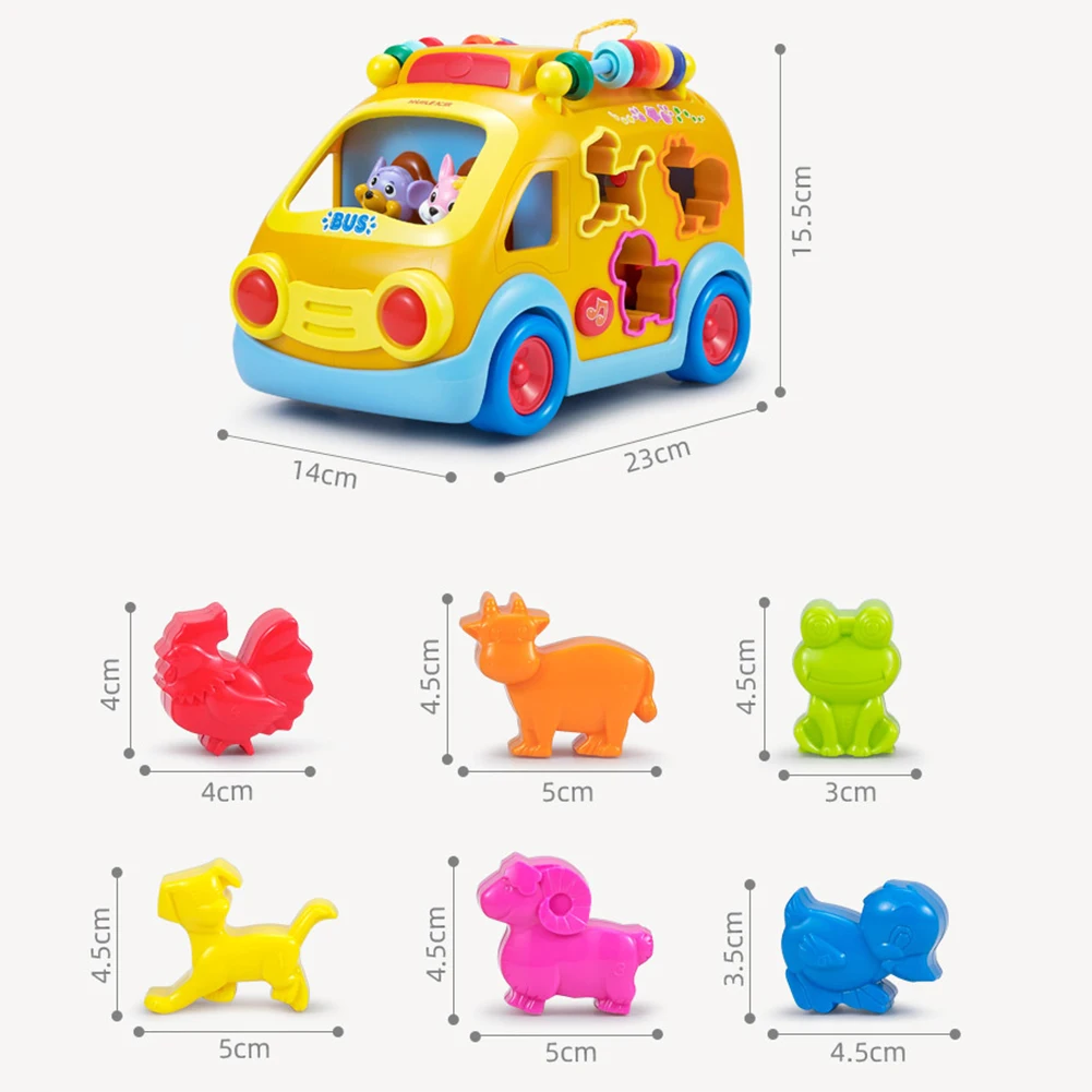 

Baby Toys Electric School Bus Early Educational Toys Music Car Including 8 Games Car & Animal Calls Kid Toys For Children Gift