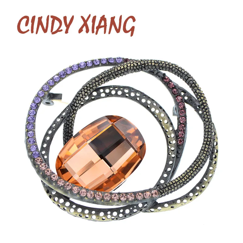 Женские большие круглые броши с кристаллами CINDY XIANG блестящая булавка высокого