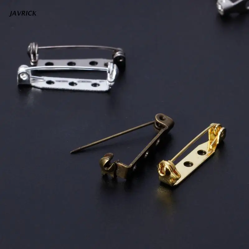

100Pcs 4 Colors Mixed Bar Pin Back Clasp Brooch Name Badge Craft Jewelry Making