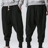 40 dropshippingharem pants baggy drawstring men drop crotch pockets trousers for daily wear