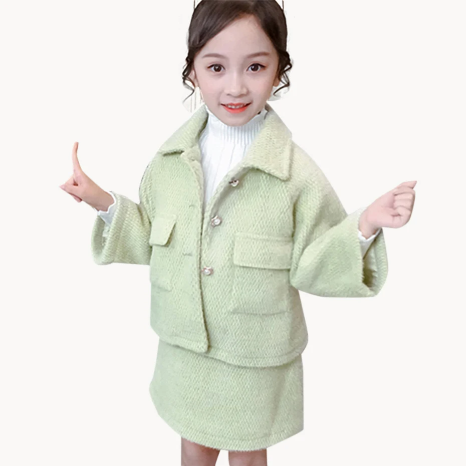 Детская одежда плотная куртка и юбка для девочек комплекты трапециевидной формы