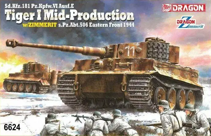 DRAGON 6624 1/35 Tiger I среднего производства с комплектом моделей zdip 1944 |
