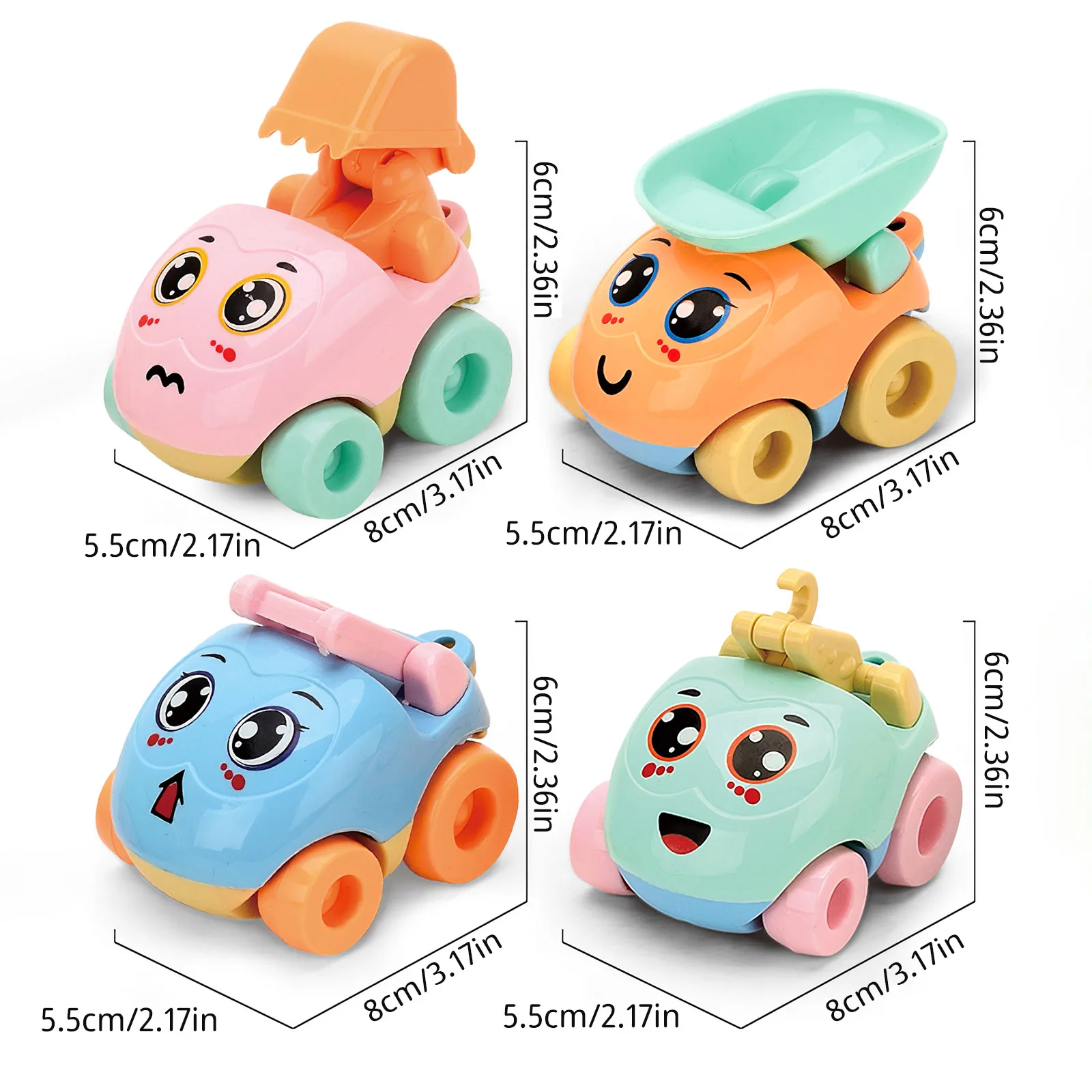 4Pcs Children Cartoon Kids Car Model Toy Pull Back Toys Mobile Vehicle Fire Truck Taxi Mini Plastic Cars Boy Gift | Игрушки и хобби