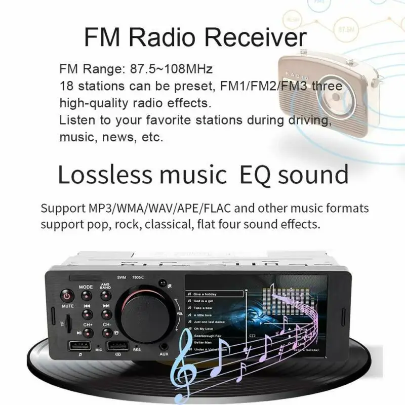 4,1 ''HD 1 Din автомобильный DAB радио стерео Hands-free FM AM WMA Bluetooth AUX In-Dash MP5 U диск MP5 плеер Bluetooth