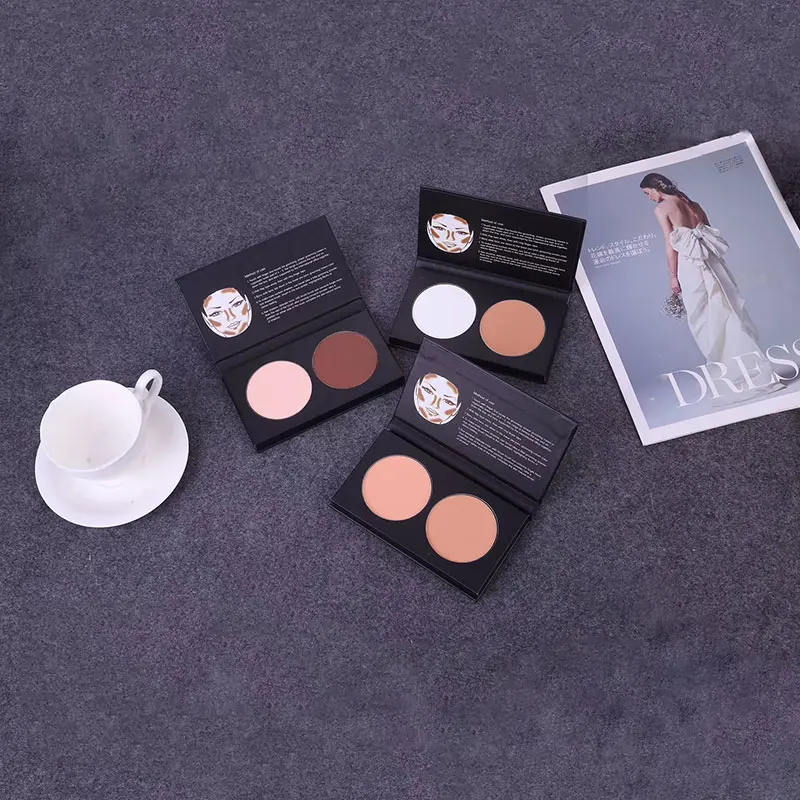 Бронзирующая пудра 2 цвета партиматовая прессованная контурная Палитра для лица