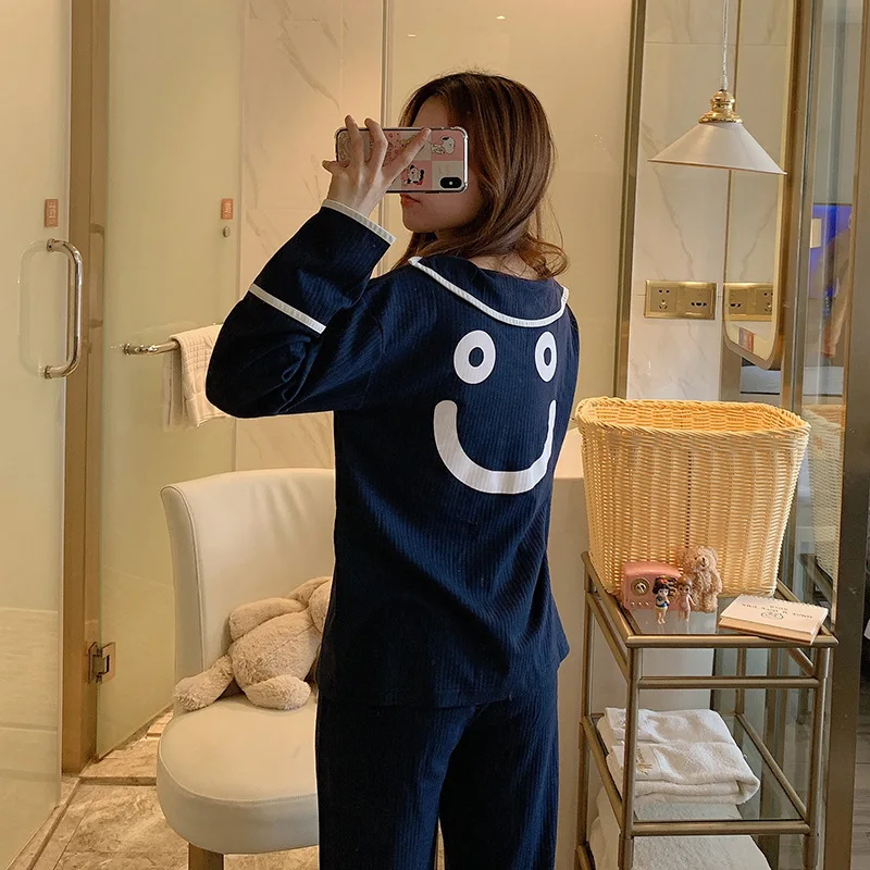 

Loose V-neck Pajamas Women's Long-Sleeved Sleepwear Trousers ins Comfortable Home Service Hot Style Female Fashion Pijamas