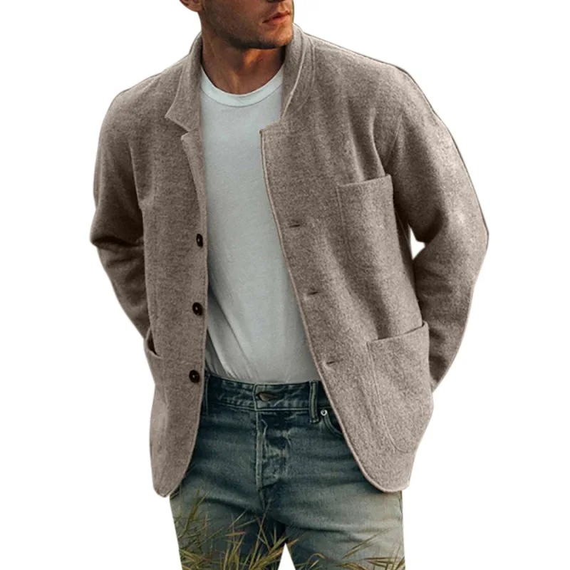 

2020 New Style for Autumn and Winter Men 's Youth Slim -Fit Jacket Solid Color Jacket Classic and Casual Top Fashion