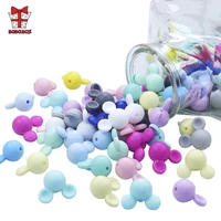 bobo box 10pcs mickey silicone beads food grade baby teether toy soft chew teething bpa free diy charm necklace silicone perle