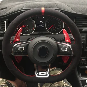Hand-Stitched Carbon fiber Black Suede Car Steering Wheel Cover For
Volkswagen Golf 7 GTI Golf R MK7 Polo Scirocco 2015 2016