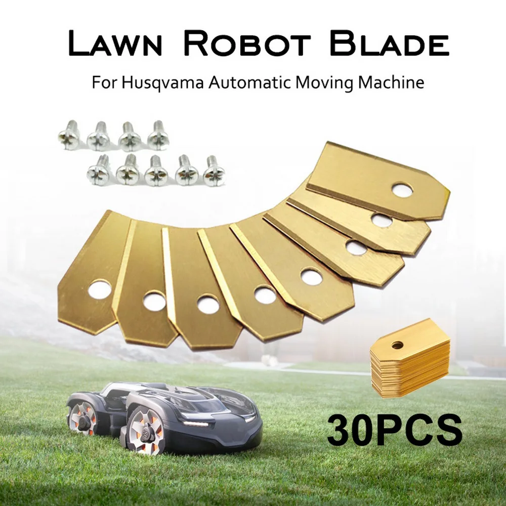 

30 Pcs Electric Weeder Blade Replacement Blade Suitable for Husqvama Automatic Moving Machine Titanium-plated Lawn Mower Blade