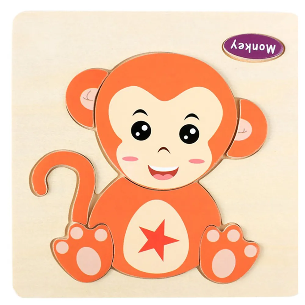 Милая детская деревянная головоломка с животными Развивающие игрушки для детей