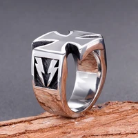 2020 black cross shape ring mens ring new fashion metal electro optical pattern ring accessories party jewelry size 7 12