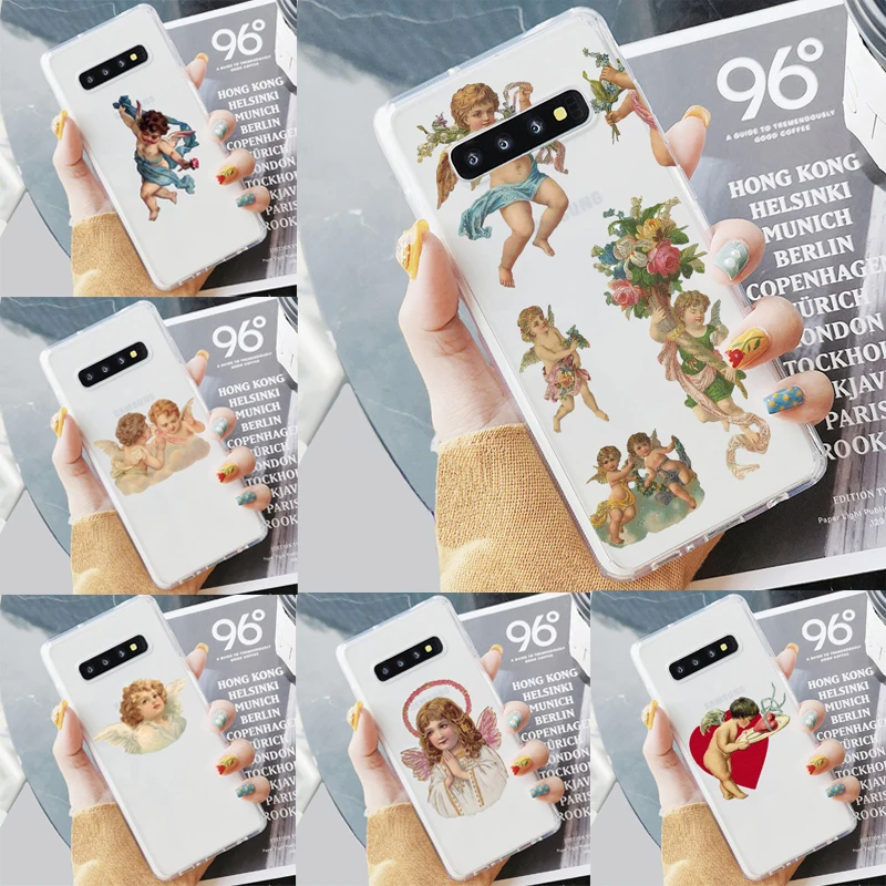 Прозрачный мягкий чехол из ТПУ с ангелами эпохи Возрождения для Samsung S6 S7 Edeg S8 S9 Plus