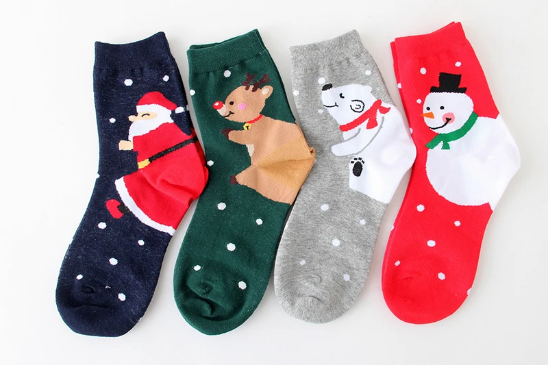 Cotton Socks Cute Funny Women Sock Colorful Cartoon Kawaii Santa Elk Socks Christmas Gift For Girls Cute funny design#F