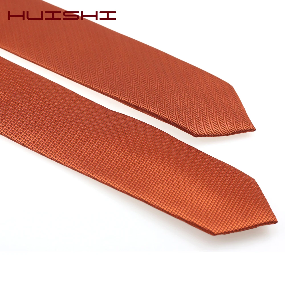 

HUISHI Fashion Man New Classic Dark Orange Tie 6cm 8cm Striped Woven Waterproof Business Wedding Party Casual Necktie