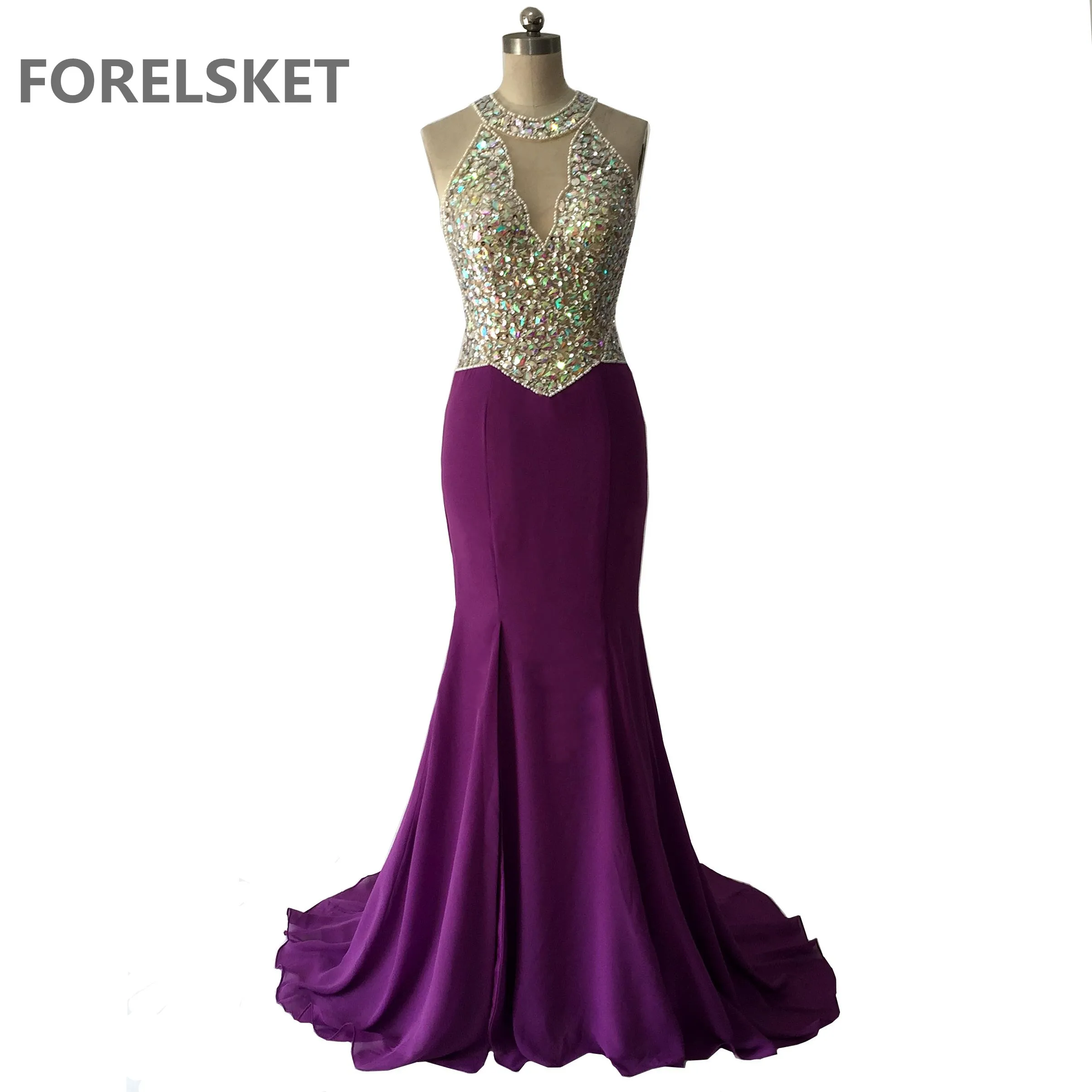 

Side Split Mermaid Prom Dresses Chiffon 2020 Glitter Long Formal Evening Dresses For Women платья на выпускной robe de bal femme